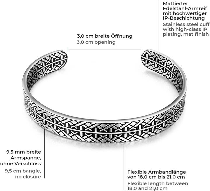 Produktbild True Rebels Herren Edelstahl silber/schwarz 18,0 cm - 21,0 cm - 5528 (21 cm, Edelstahl)