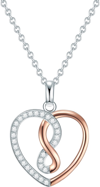 Rafaela Donata Damen Herz Sterling Silber Zirkonia silber/roségold 42,0 cm Basiskette + 7,0 cm Verlängerung - 9818 (Sterling Silber, 42 - 49 cm)