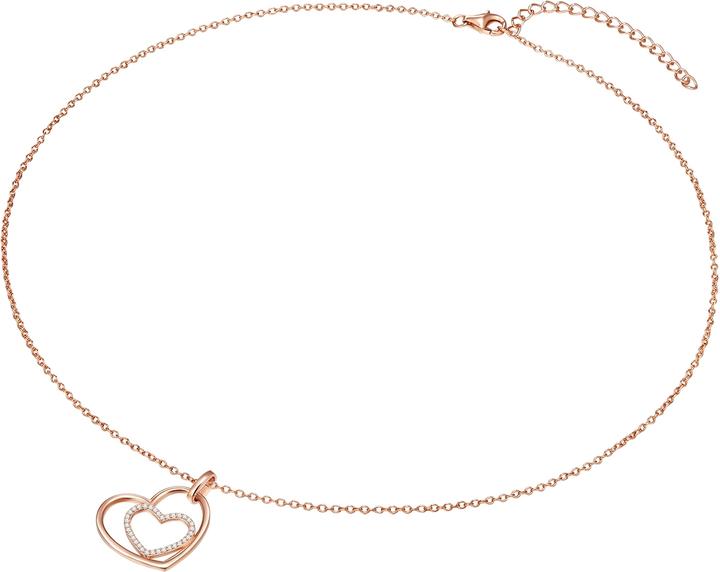 Immagine prodotto Rafaela Donata Catena da donna con cuore in argento sterling e zirconia rosa oro 42,0 cm di base + 5,0 cm di (Argento, 42 - 47 cm)