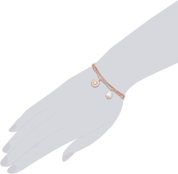 Image du produit Valero Pearls Femme Acier inoxydable Perle d'eau douce de culture or rose 17,0 cm Longueur de base + 3,0 cm (17 cm, Acier inoxydable)