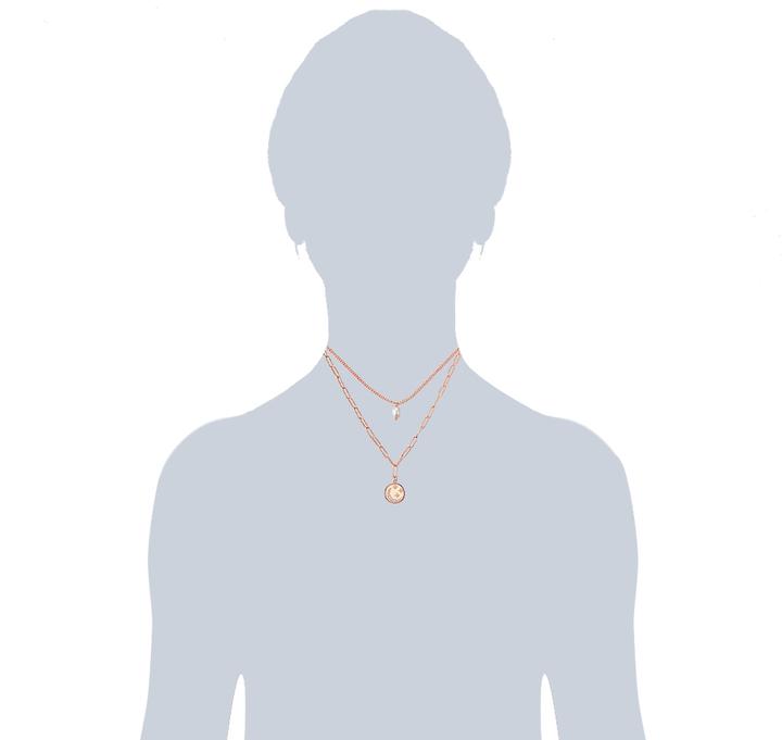 Actual product image Valero Pearls Ladies stainless steel Preciosa freshwater cultured pearl rose gold 38.0/43.0 cm base chain + 5.0 (Stainless steel, 38 cm)