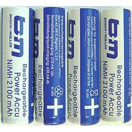 Busch & Müller Busch + Müller Batterie, IXON IQ AKKU, Ni-MH 2100 mAh 1.2 V AA Akku Batterien, 4er Set, 492A (4 pz., AA / LR6 / LR06 / Mignon / R6 / R1