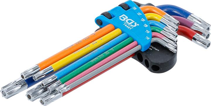 BGS Jeu de clés allen | multicolore | profil T (pour Torx) avec perçage T10 - T50 | 9 pièces