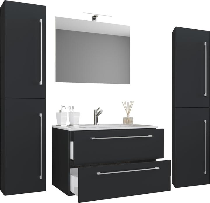 VCM Meuble vasque 4 pièces Meuble vasque Badinos 2 tiroirs Miroir
