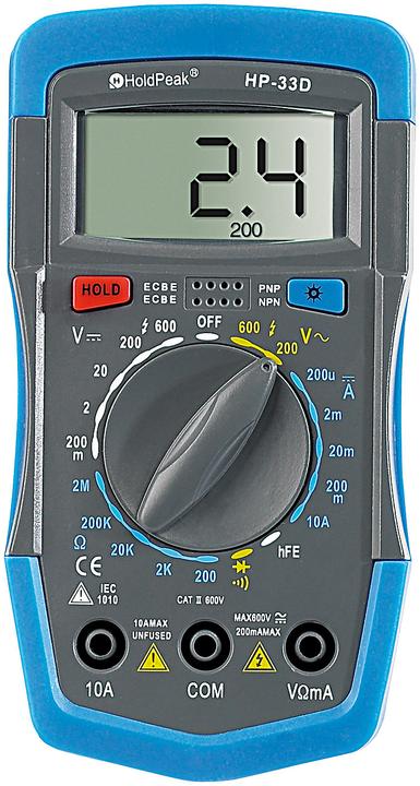 Produktbild Pearl Digitales Multimeter mit Data-Hold, Stossschutz und Messkabeln