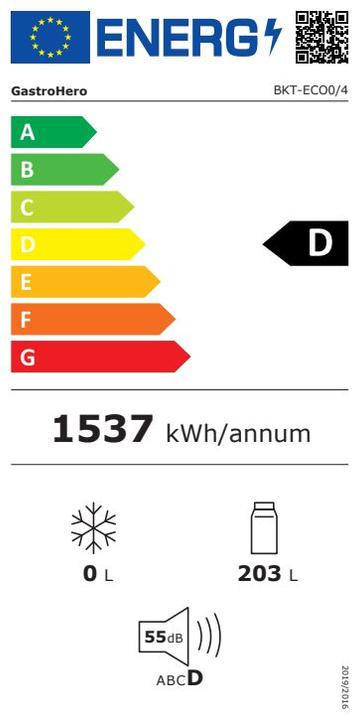 Energie-Label Gastro Hero Barkühltisch ECO / (400 l)