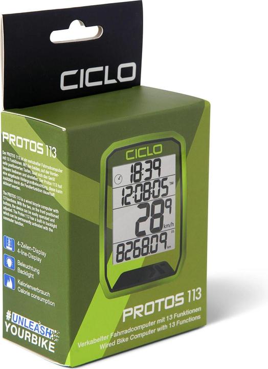 Produktbild Ciclosport Protos 213 Funk Fahrradcomputer Fahrradtacho 4 Zeilen Display