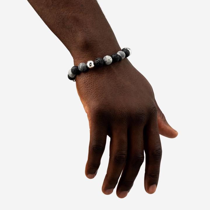 Produktbild Buddha to Buddha Armband Spirit Bead Mix Grauer Picasso Jaspis 188MG E (19 cm, Silber 925)