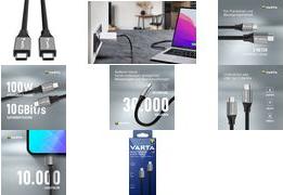 Actual product image Varta Speed Charge & Sync Cable USB Type C to USB Type C (2 m, USB 3.1, 100 W)