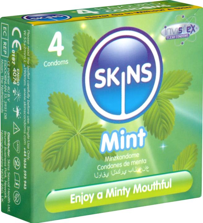 Image du produit Skins Mint" 4 préservatifs à l'arôme subtil de menthe - sans odeur de latex (4 pcs)