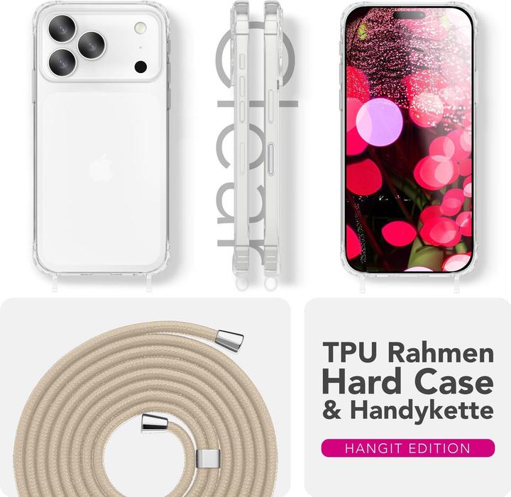 Produktbild Nalia Cover "Hangit" - Klare Hülle mit Band zum Umhängen, 160cm Handy Kette - Wearable Phone Case