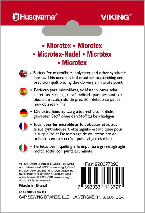 Actual product image Husqvarna Microtex needle 70/10, 5 needles