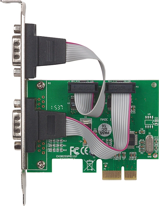 Actual product image Manhattan PCI-Express card, 2x DB9 ports
