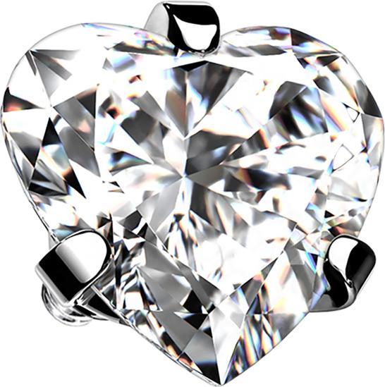 Actual product image Star Piercing Dermal Anchor silver heart crystal silver set (without brass, Titanium)