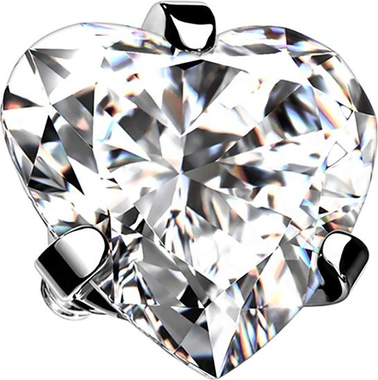 Image du produit Star Piercing Dermal Anchor argent Coeur cristal argenté serti (Titane G23, sans laiton)
