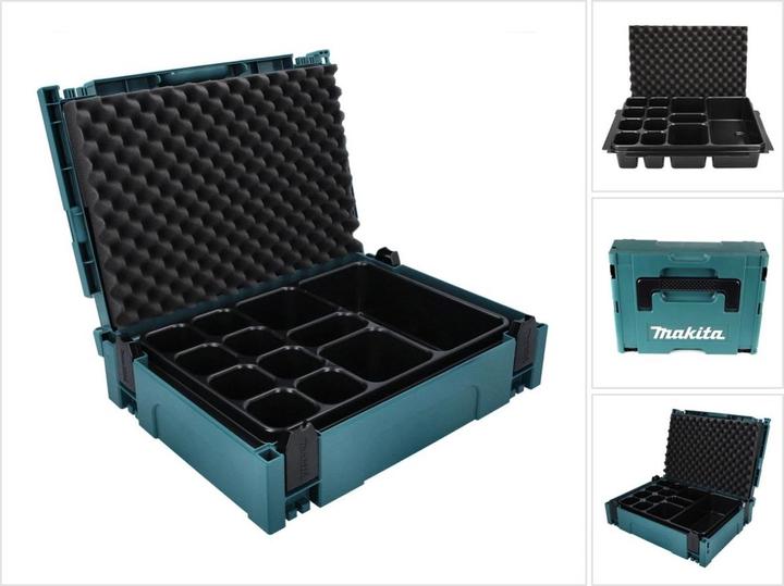 Actual product image Makita Makpac 1 + universal insert insert with 12 trays ( P-83674 ) for small parts