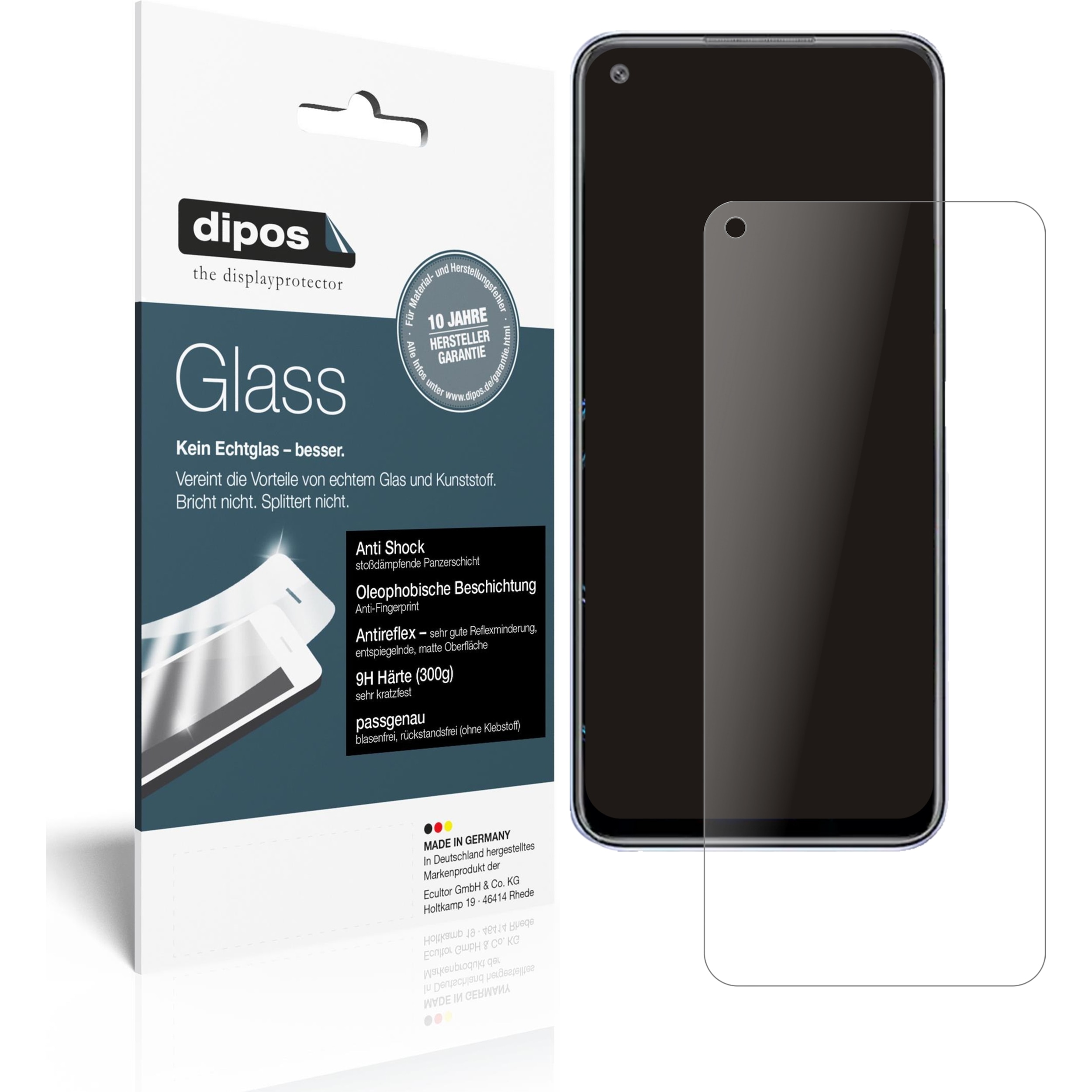 Dipos Displayschutz Anti-Shock (1 Stück, Oppo K9x), Smartphone Schutzfolie, Transparent