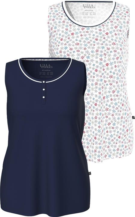 Produktbild Ulla Popken Pyjama-Tops, 2er-Pack, uni/Blüten, Rundhals, ärmellos (50, 52)