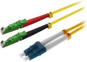 Produktbild Helos fiber optic cable E2000® APC (LSH) / LC Duplex 9/125 OSm OS2 yellow 5.0 m (UTP, CAT6, 5 m)