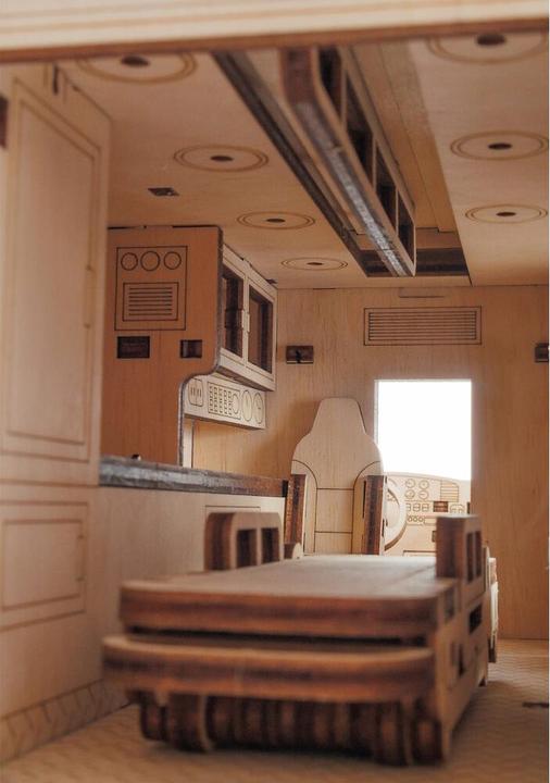 Actual product image Eco Wood Art Mechanical 3D wooden-puzzle - Ambulance (386 parts)