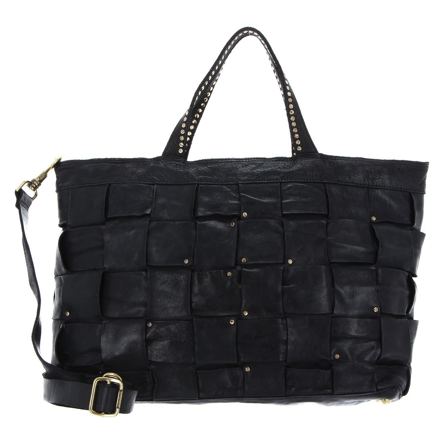 Campomaggi, Damen, Handtasche, Shopping Bag, Schwarz