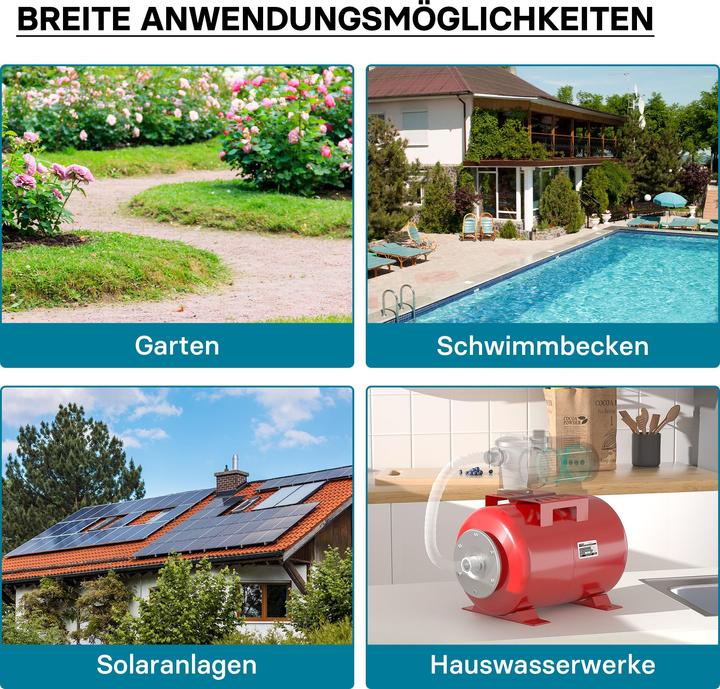 Actual product image Wiltec PRESSURE TANK 24L Vessel WATER with EPDM Membrane for Domestic Waterworks Pump (Domestic water pump)