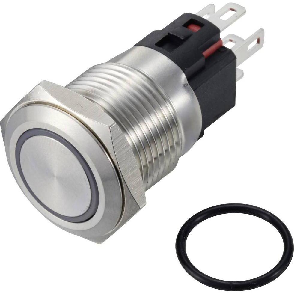 Tru Components TC-12647540 Drucktaster 250 V/AC 3 A 1 x Aus/(Ein) IP65 Blau tas, Taster + Schalter, Blau