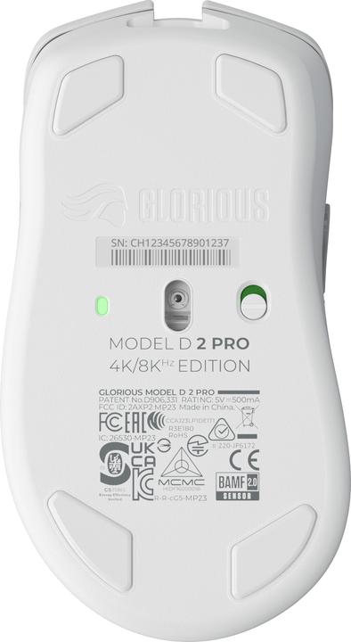 Actual product image Glorious Model D 2 PRO Wireless - 4K/8K Polling - White (Cable, Wireless)