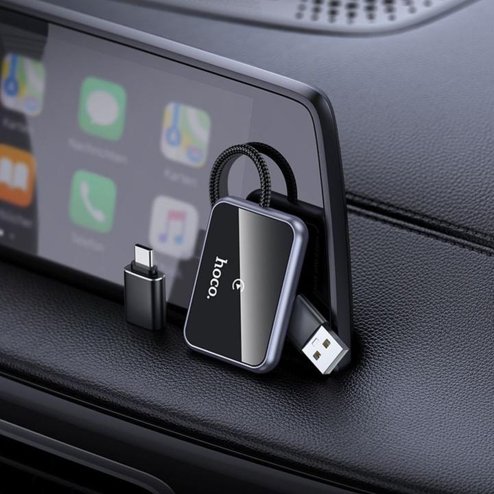 Actual product image Hoco Wireless headphones Wireless CarPlay adapter USB A / USB C HU1 black
