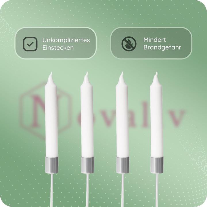 Produktbild Novaliv 8x Stabkerzenhalter silber I Kerzenpick 10 x 2,5 cm Kerzenstecker für Adventskranzdekoration
