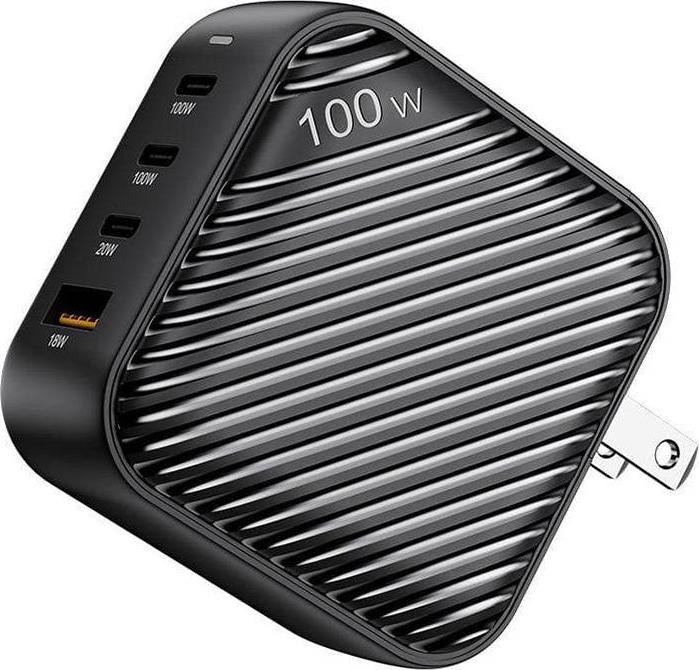 Produktbild Invzi GanHub 3x USB-C + USB wall charger, 100W, EU/UK/AU/US (black) (100 W, 4 Ports)