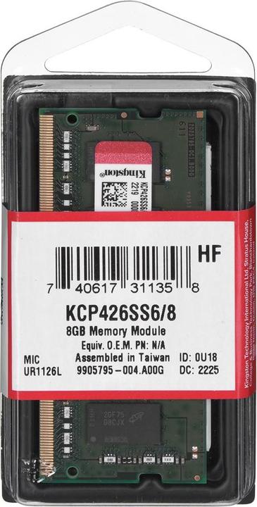 Produktbild Kingston ValueRAM (1 x 8GB, 2666 MHz, DDR4-RAM, SO-DIMM)