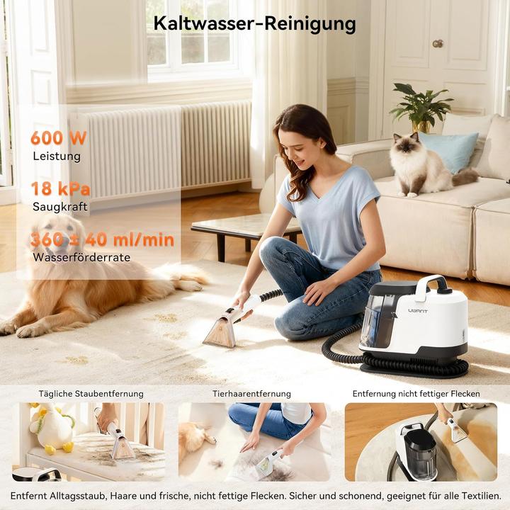 Actual product image Uwant Y100 Steam 3-in-1 Dampfreiniger mit 18KPA,1750W Heissdampf,Selbstreinigung,7-teiligem Zubehör