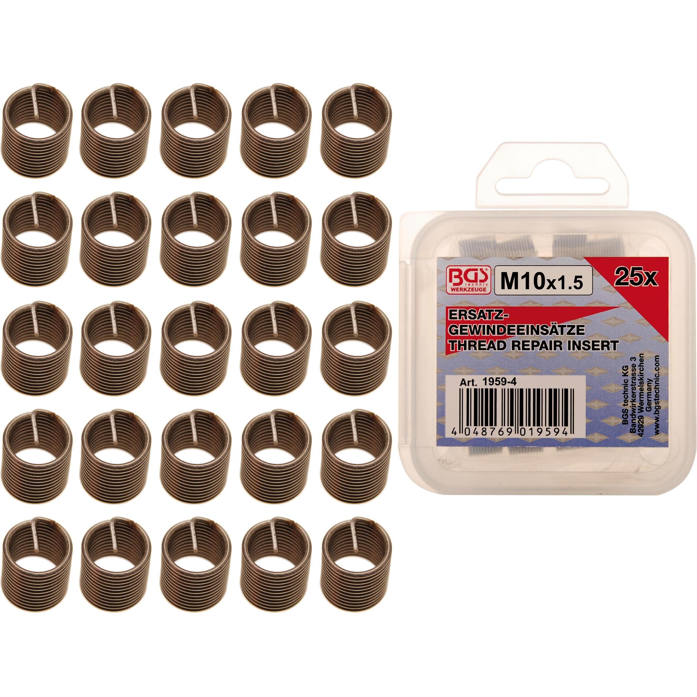 BGS, Gewindeschneider + Gewindebohrer, Ersatz-Gewindeeinsätze M10 x 1,5 mm 25-tlg.