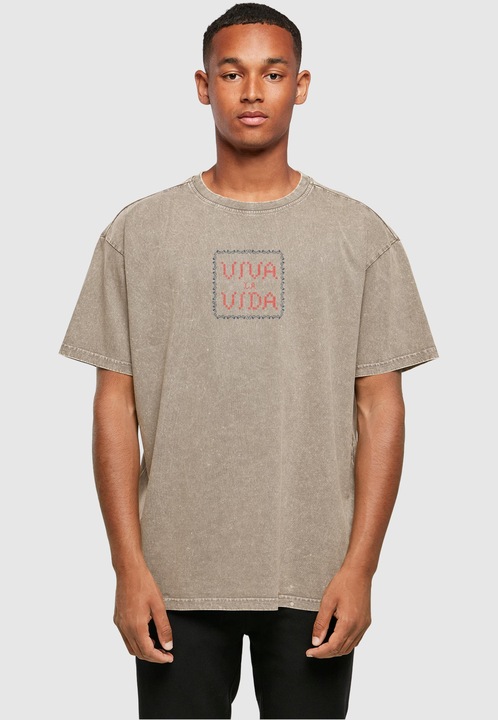 Actual product image Merchcode Frida Kahlo - Pixels viva la vida Acid Washed Heavy Oversize Tee - 118139 (L)
