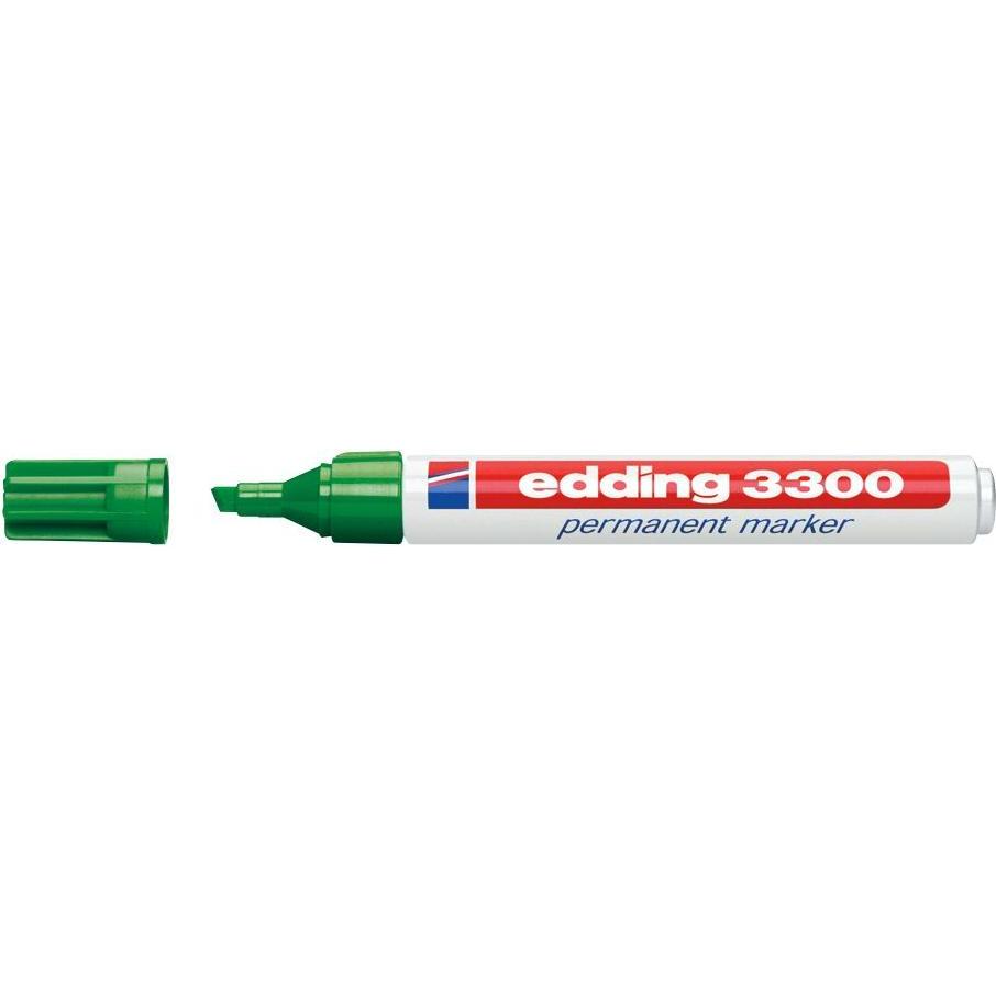 Edding, Marker, Permanent Marker 3300, mit Keilspitze (Grün, 5 mm, 10 x)