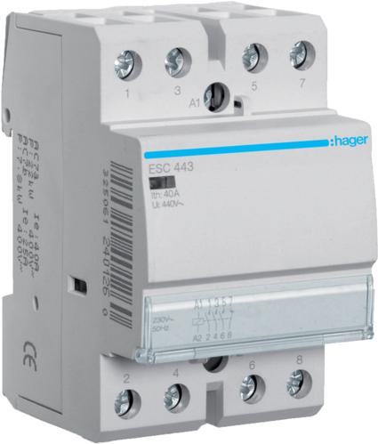Hager HAG ESC443 contactor, 40A, 3S+1Ã, 230V