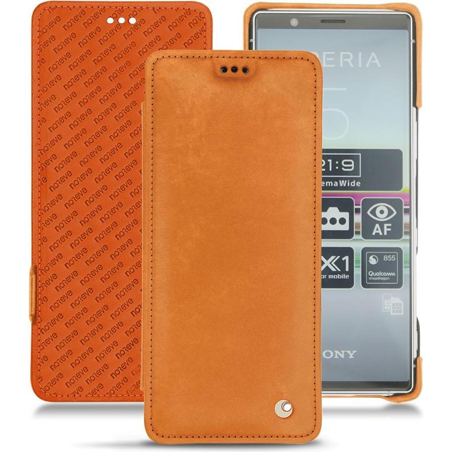 Noreve Lederschutzhülle horizontal (Sony Xperia 5), Smartphone Hülle, Orange