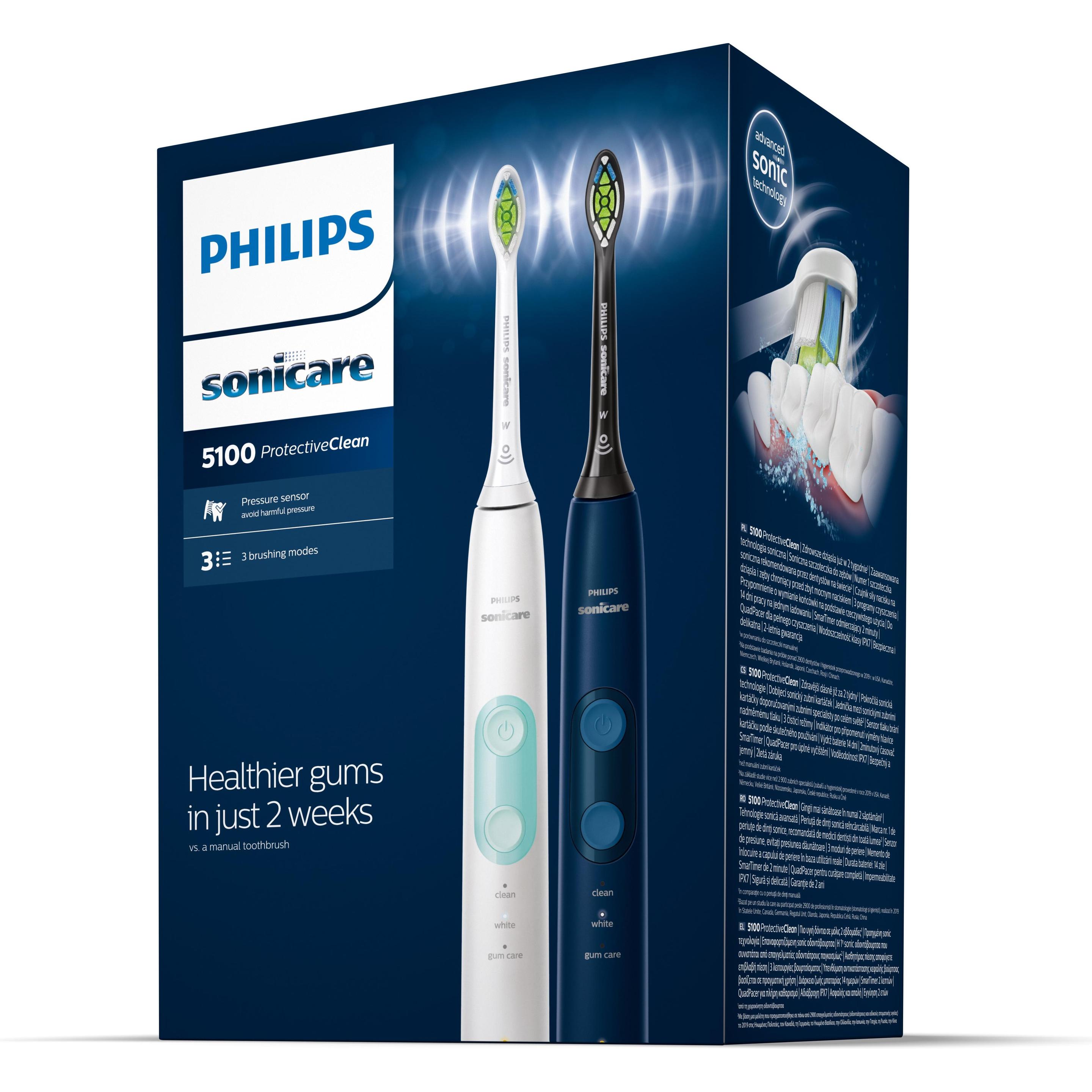 Thumbnail - Philips Sonicare, Elektrische Zahnbürste, ProtectiveClean 5100 Doppelpack (Schallzahnbürste)