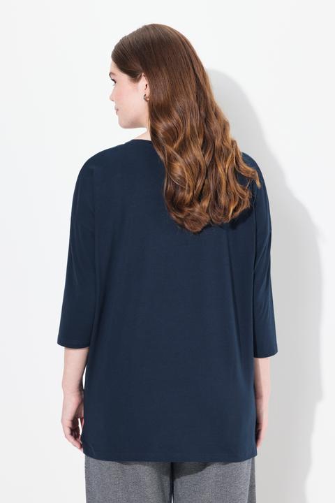 Immagine prodotto Ulla Popken Maglia dal taglio oversize in cotone biologico con scollo a girocollo e maniche a 3/4 (50, 52)