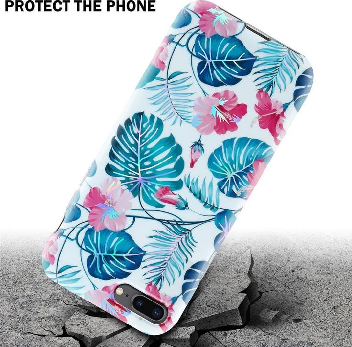 Image du produit Cadorabo Couverture IMD TPU Fleurs & Feuilles colorées (Apple iPhone 7 Plus, Apple iPhone 7s Plus)