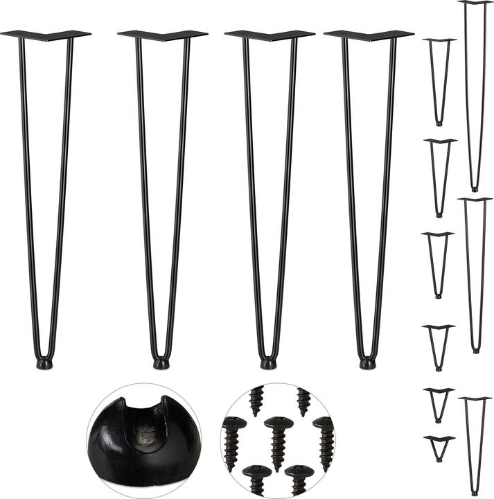 Image du produit Relaxdays Jeu de 4 pieds de table en épingle à cheveux