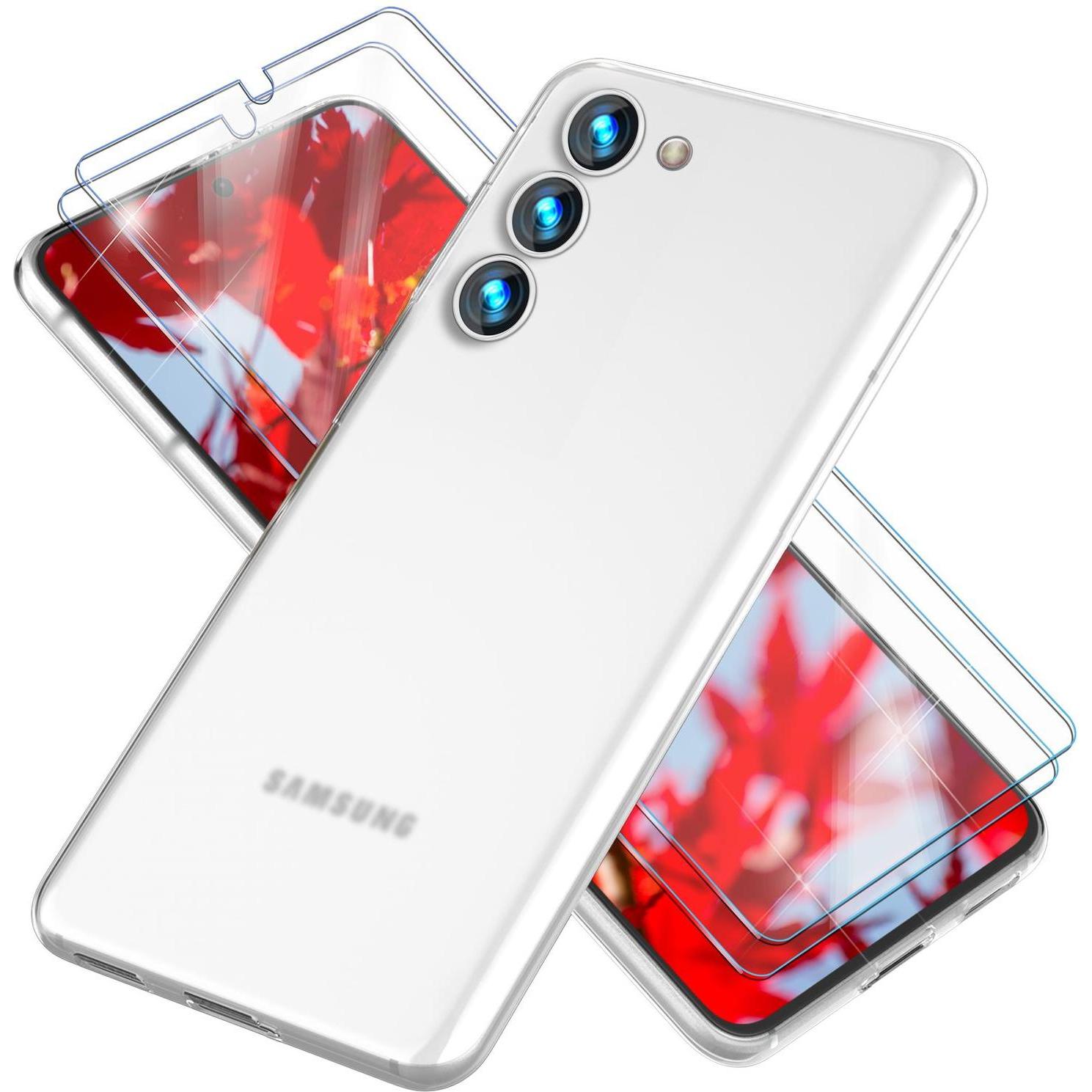 Nalia Extrem Dünnes 0,3mm Hardcase mit 2x Displayschutz (Samsung Galaxy S23), Smartphone Hülle, Weiss
