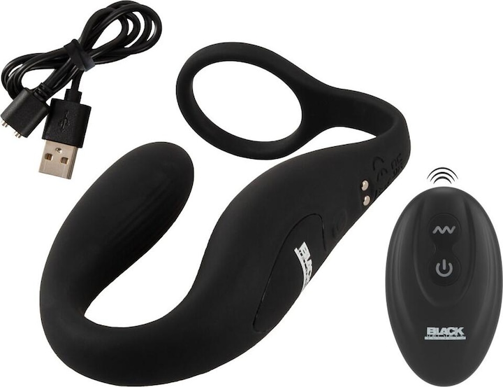 Actual product image Black Velvets Cock ring with RC butt plug (2.60 cm)