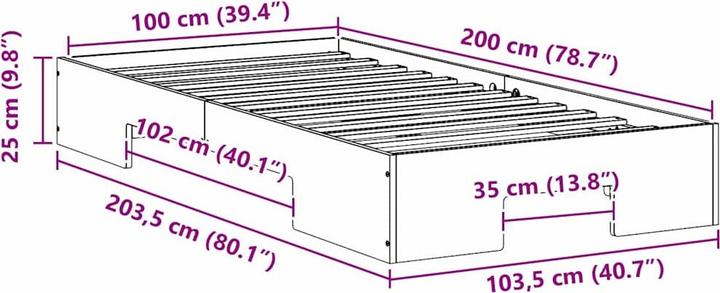 Actual product image vidaXL Bettgestell (100 x 200 cm)