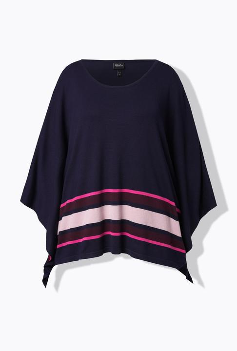 Produktbild Ulla Popken Strick-Cape, Streifen, Oversized, Rundhals, Langarm (58, 60, 62)