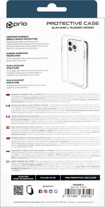 Immagine prodotto prio Custodia protettiva per iPhone 11 trasparente (Apple iPhone 11)