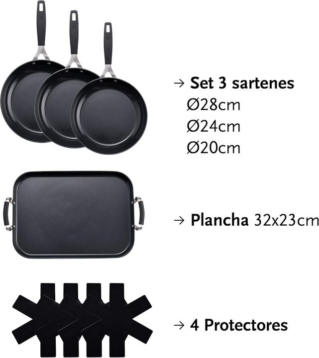 Actual product image MasterPRO Smart Nonstick Cookware Set with Grill Pan and Protectors, Energy Efficient (Pan set + pot set)