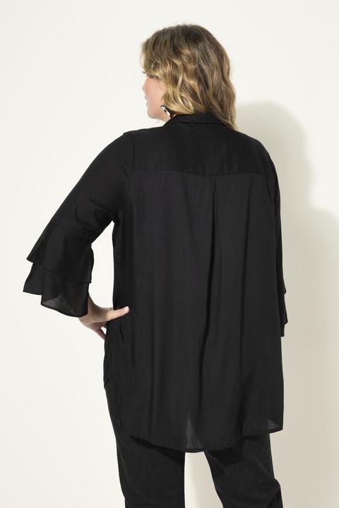 Actual product image Miamoda Blouse in satin with 3/4 sleeves with a double frill (60)