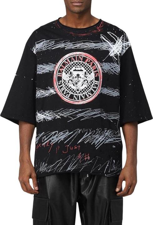 Actual product image Balmain Mens Paris Graffiti Logo T-Shirt (L)